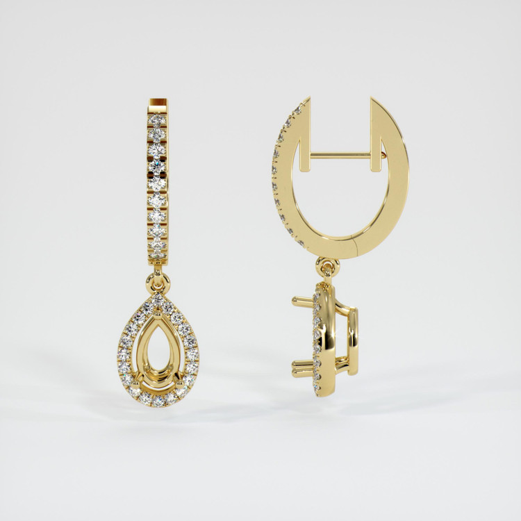 18K Yellow Gold Pave Earring Setting