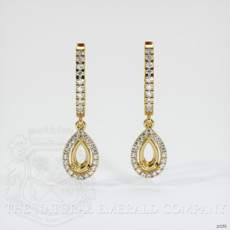 18K Yellow Gold Pave Earring Setting