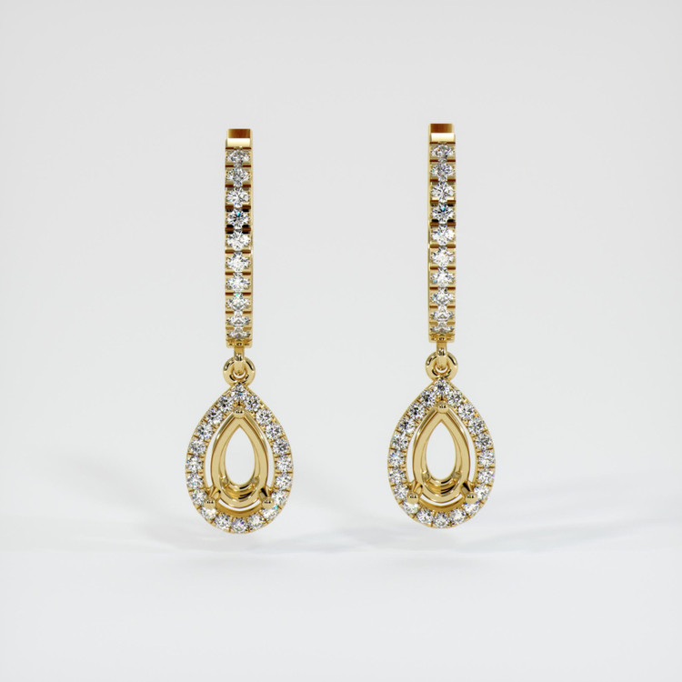 18K Yellow Gold Pave Earring Setting
