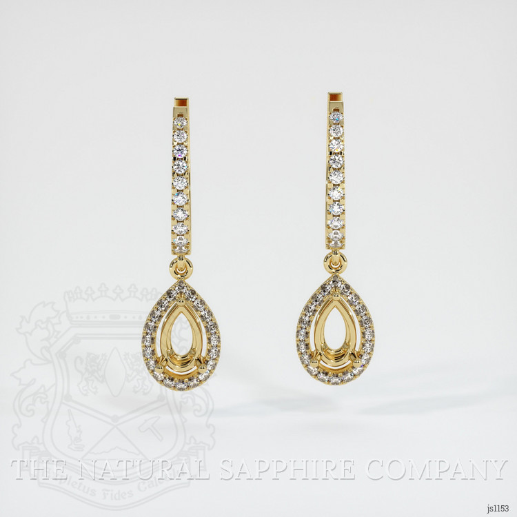 18K Yellow Gold Pave Earring Setting
