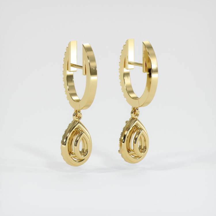 18K Yellow Gold Pave Earring Setting
