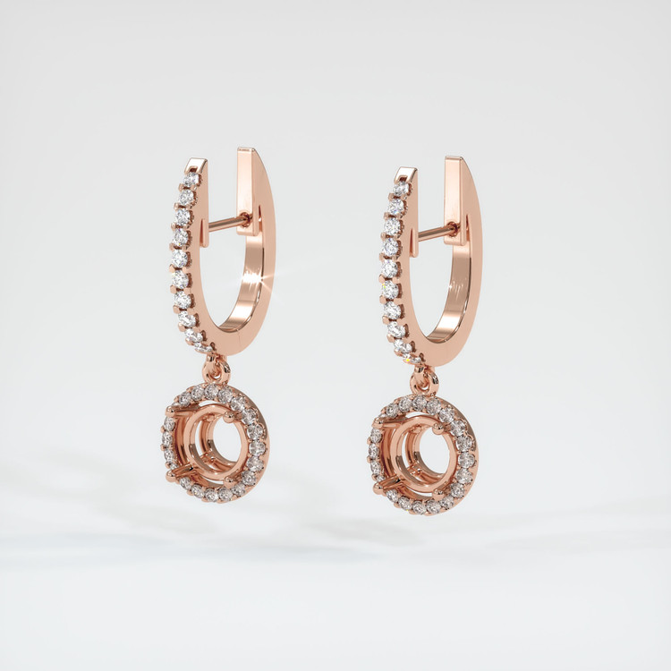 14K Rose Gold Pave Earring Setting