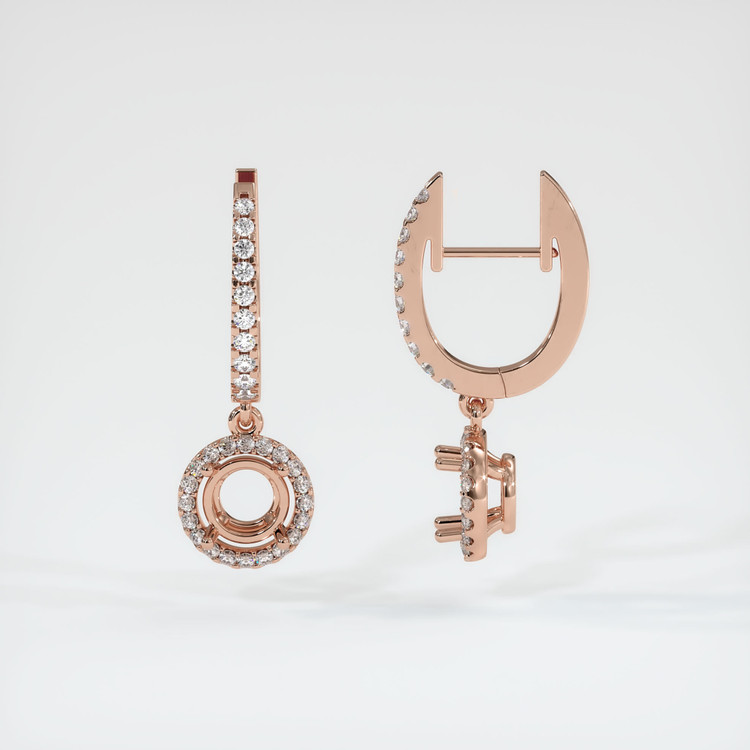 14K Rose Gold Pave Earring Setting