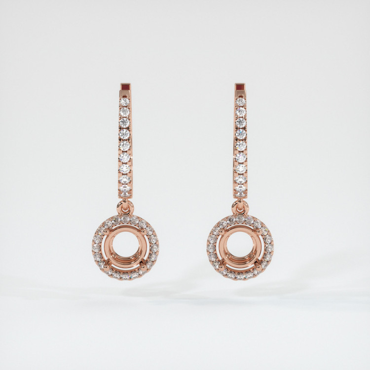 14K Rose Gold Pave Earring Setting