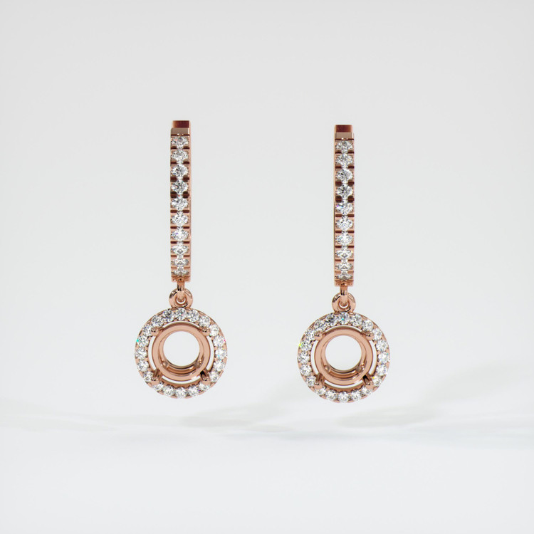 14K Rose Gold Pave Earring Setting