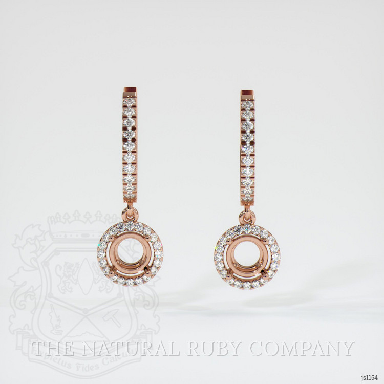 14K Rose Gold Pave Earring Setting