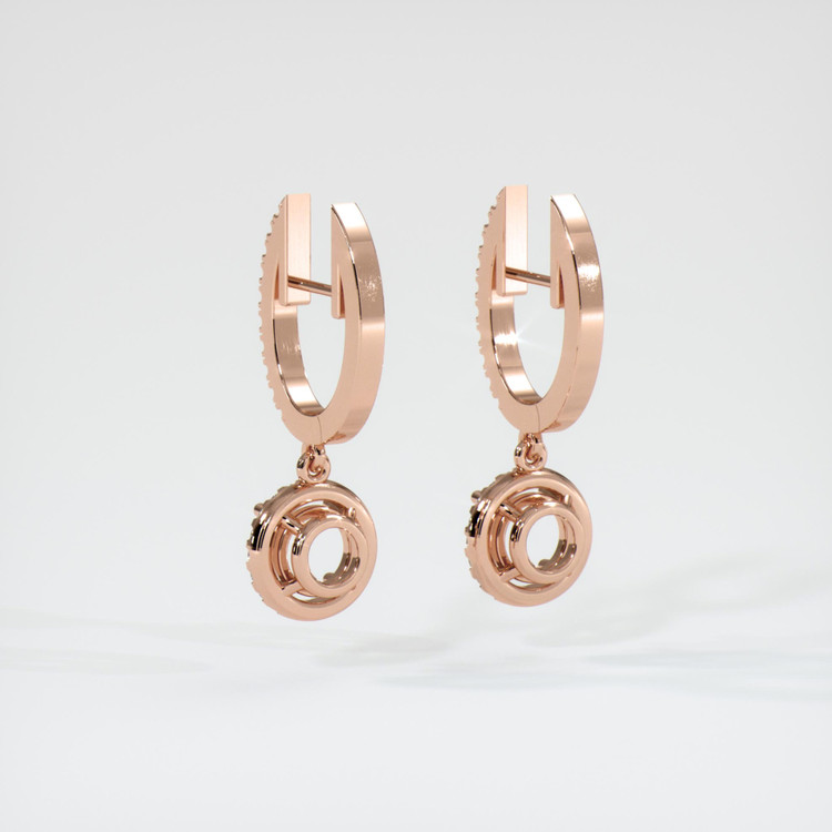 14K Rose Gold Pave Earring Setting