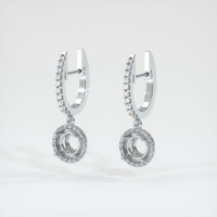 Pave Blue Sapphire Earring 4.38 Ct.Tw.Total Carat Weight, 14K White Gold Combination Setting