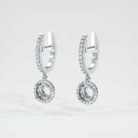 Pave Orangish Yellow Sapphire Earring 1.12 Ct.Tw.Total Carat Weight, 18K White Gold Combination Setting