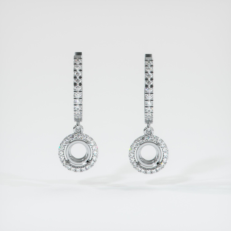 18K White Gold Pave Earring Setting