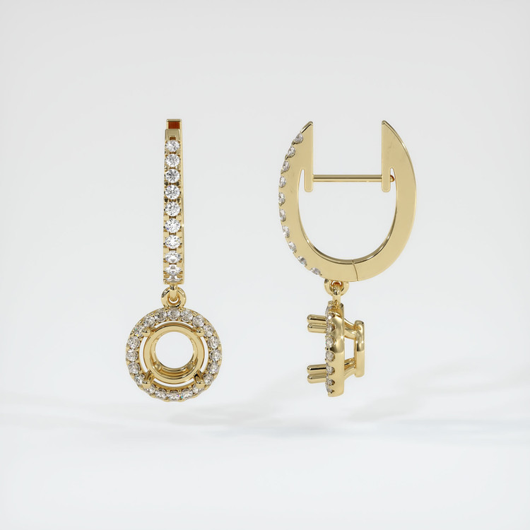 14K Yellow Gold Pave Earring Setting