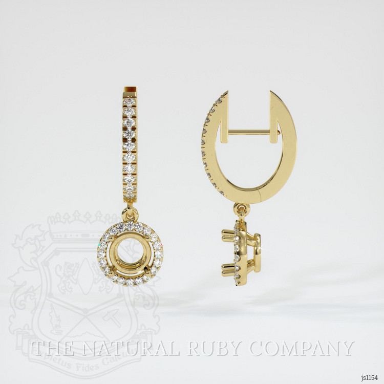 14K Yellow Gold Pave Earring Setting