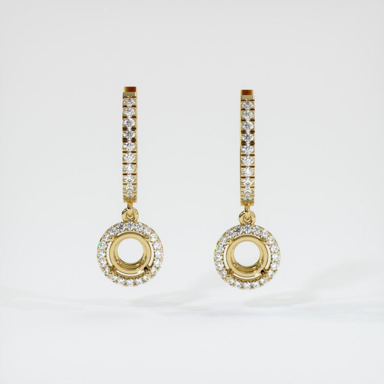 14K Yellow Gold Pave Earring Setting