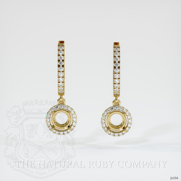 14K Yellow Gold Pave Earring Setting
