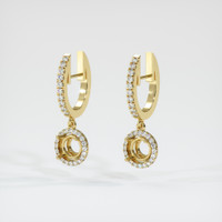 Pave Pinkish Red Ruby Earring 0.95 Ct.Tw.Total Carat Weight, 18K Yellow Gold Combination Setting