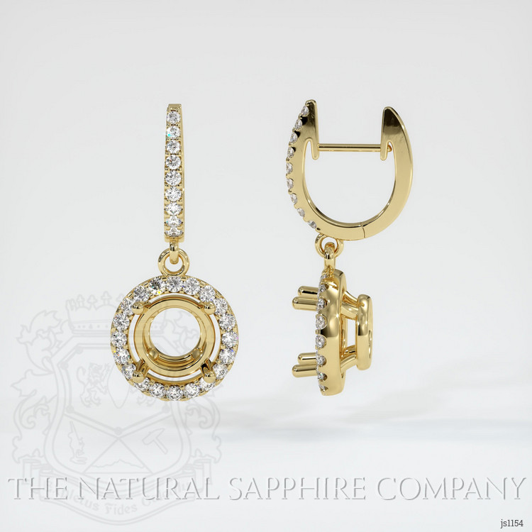 18K Yellow Gold Pave Earring Setting
