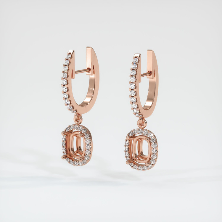 14K Rose Gold Pave Earring Setting