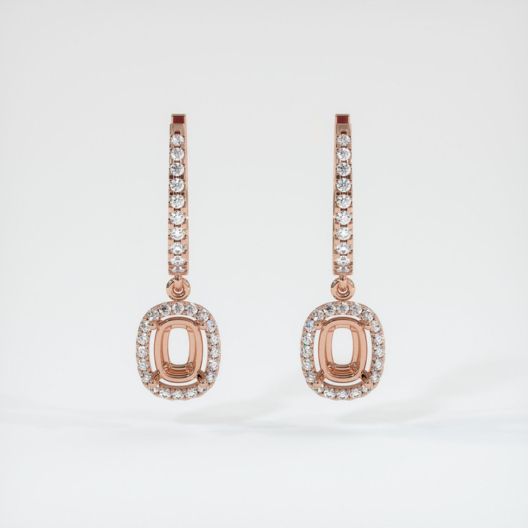 14K Rose Gold Pave Earring Setting