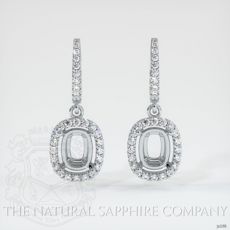 14K White Gold Pave Earring Setting