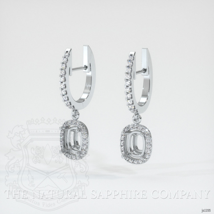 Pave Greenish Blue Sapphire Earring <span>2.75</span> <span class="tooltip-light">Ct.Tw.<span class="tooltiptext">Total Carat Weight</span></span>, 18K White Gold
