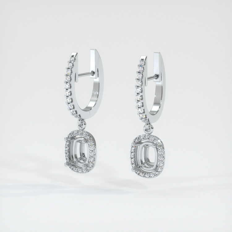 18K White Gold Pave Earring Setting