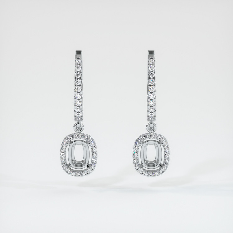 18K White Gold Pave Earring Setting