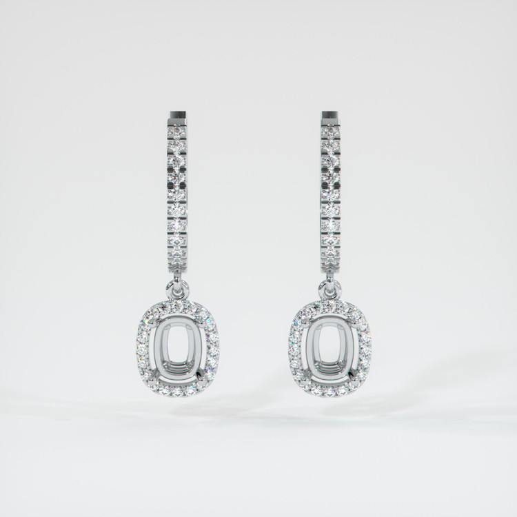 18K White Gold Pave Earring Setting