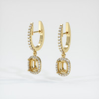 Pave Blue Sapphire Earring 2.57 Ct.Tw.Total Carat Weight, 14K Yellow Gold Combination Setting