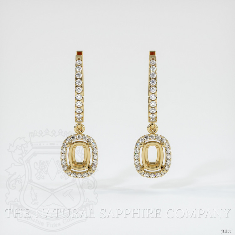 14K Yellow Gold Pave Earring Setting