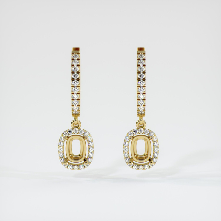 14K Yellow Gold Pave Earring Setting