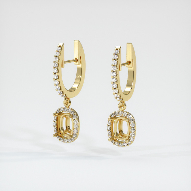 18K Yellow Gold Pave Earring Setting