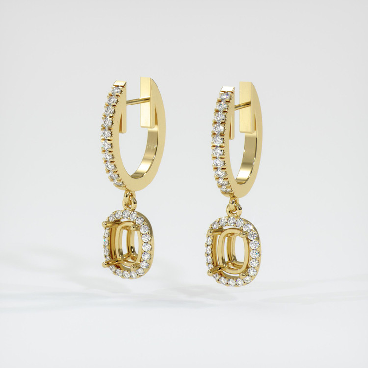 18K Yellow Gold Pave Earring Setting
