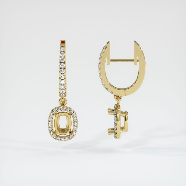 18K Yellow Gold Pave Earring Setting