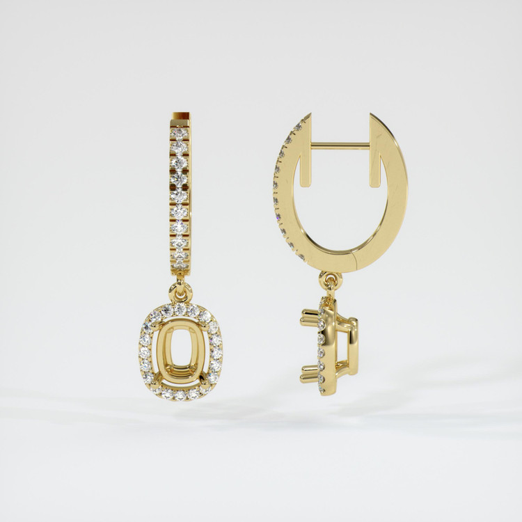 18K Yellow Gold Pave Earring Setting