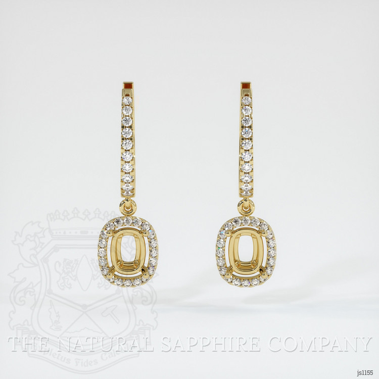 18K Yellow Gold Pave Earring Setting