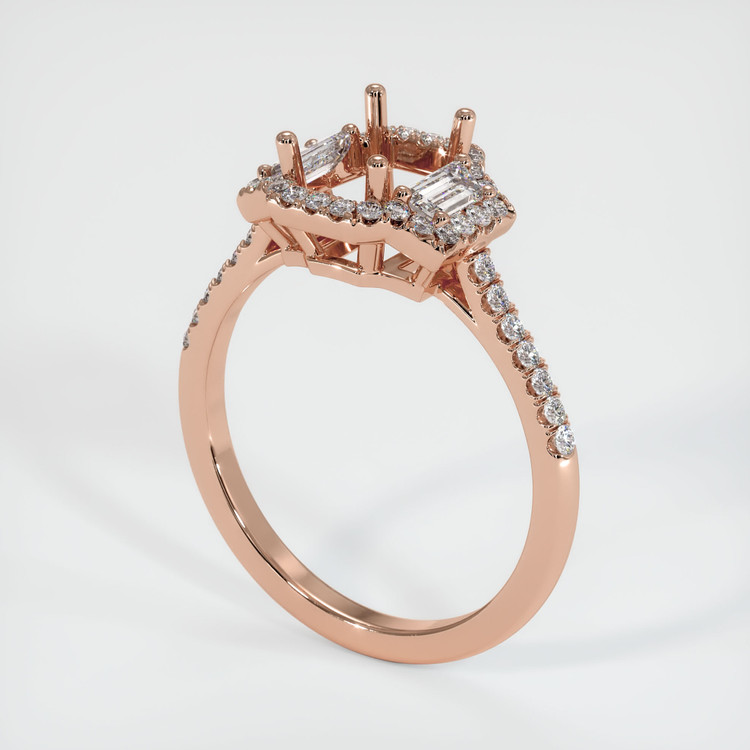14K Rose Gold Three Stone Ring Setting