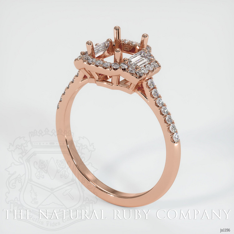 14K Rose Gold Three Stone Ring Setting