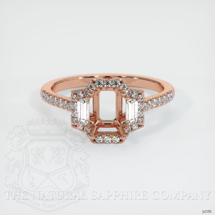 14K Rose Gold Three Stone Ring Setting