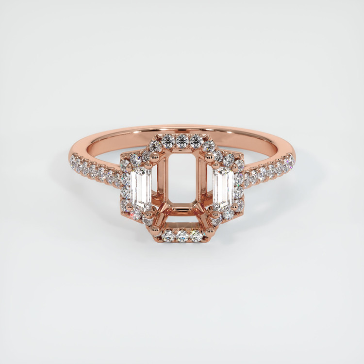 14K Rose Gold Three Stone Ring Setting