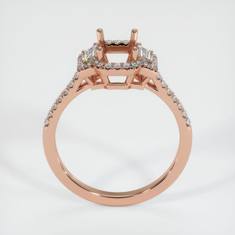 14K Rose Gold Three Stone Ring Setting