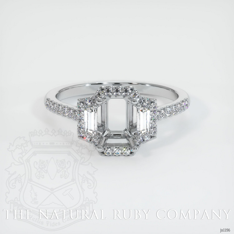 14K White Gold Three Stone Ring Setting