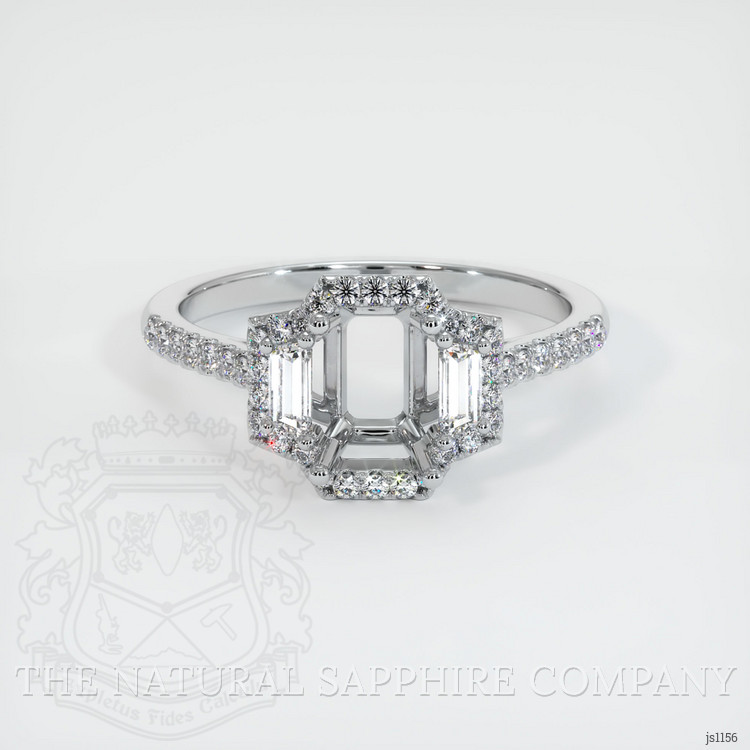 14K White Gold Three Stone Ring Setting