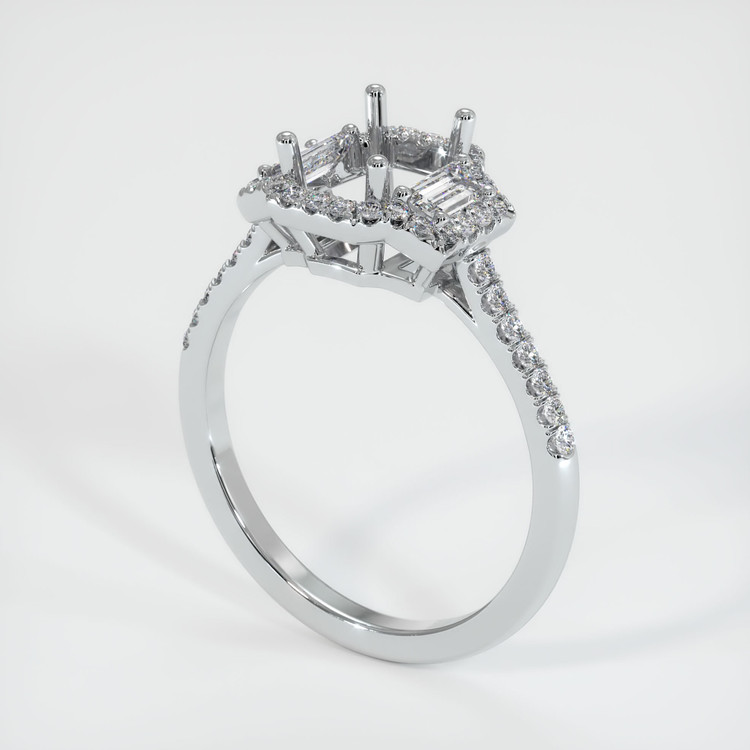 18K White Gold Three Stone Ring Setting