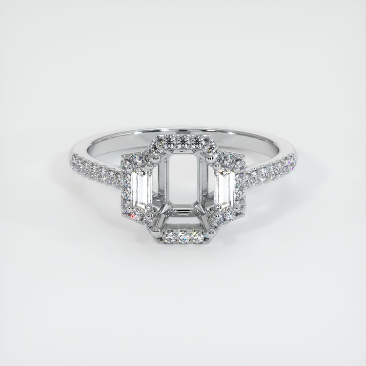 18K White Gold Three Stone Ring Setting