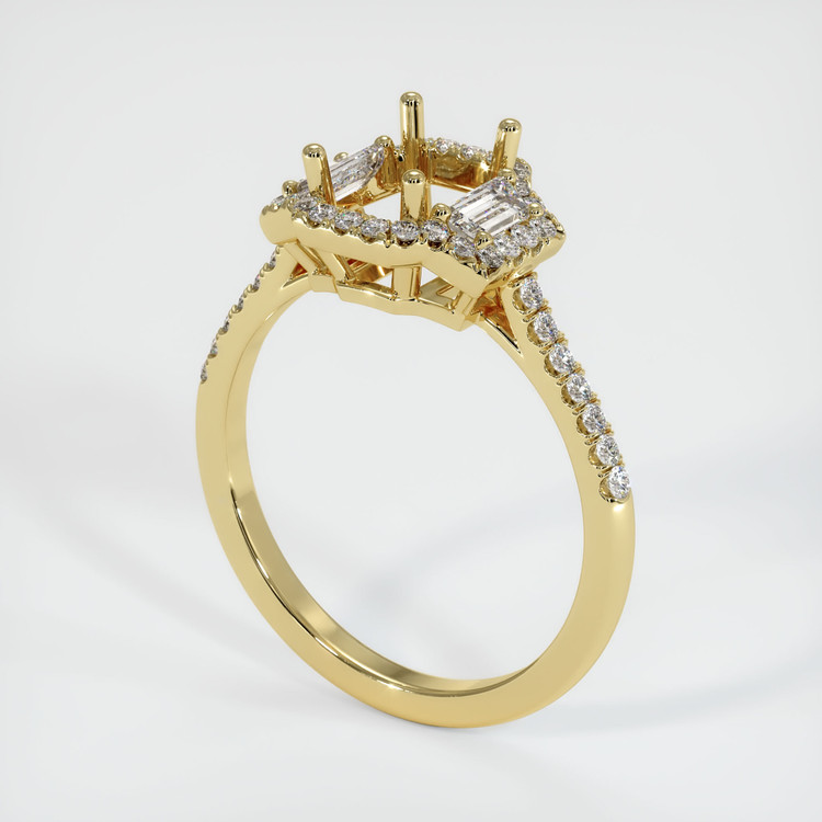 18K Yellow Gold Three Stone Ring Setting
