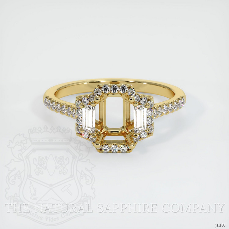 18K Yellow Gold Three Stone Ring Setting
