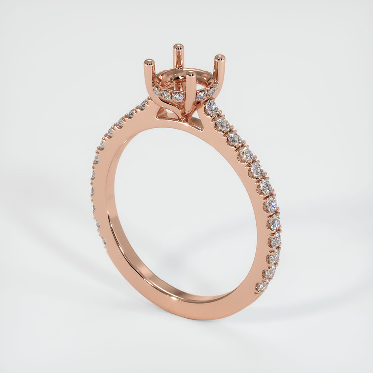 14K Rose Gold Pave Ring Setting