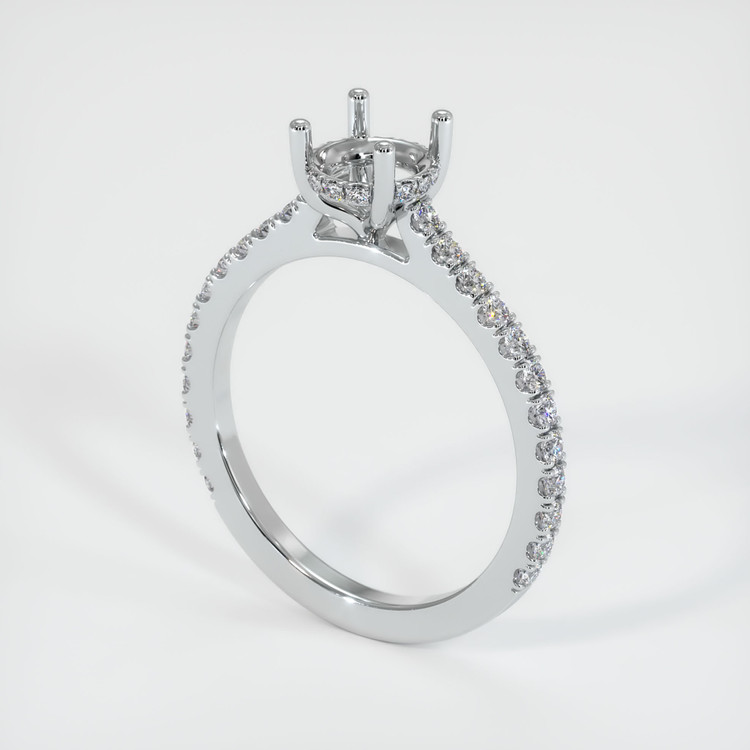 14K White Gold Pave Ring Setting