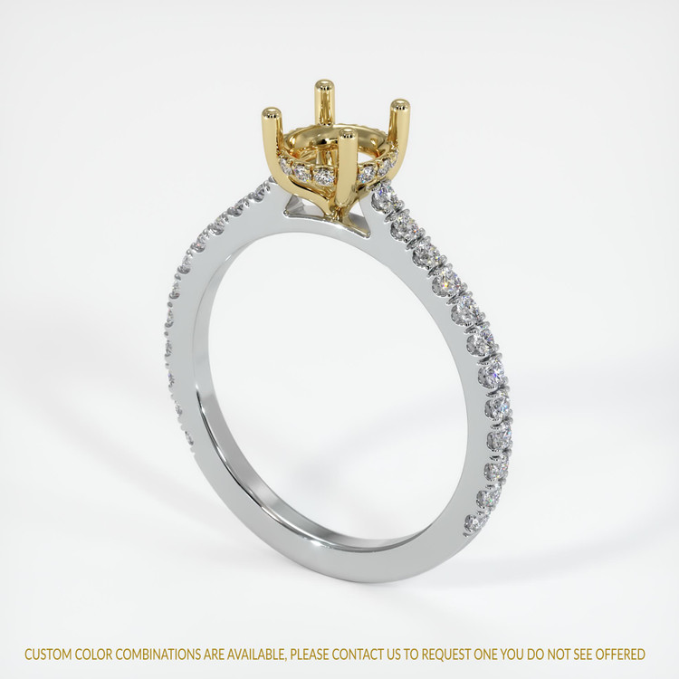 14K Yellow & White Pave Ring Setting