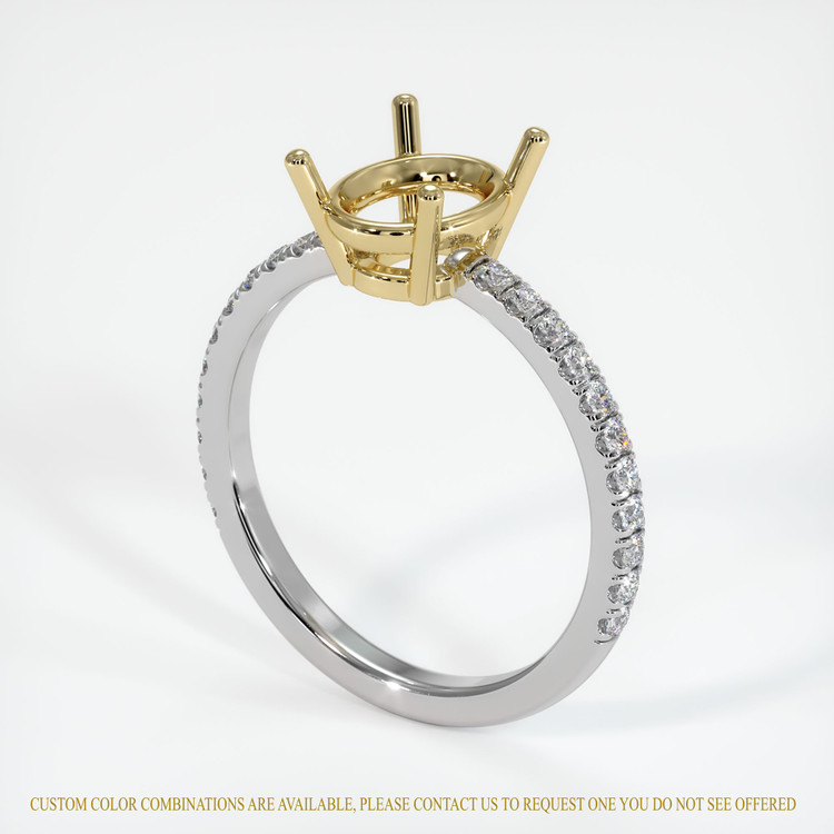 14K Yellow & White Pave Ring Setting